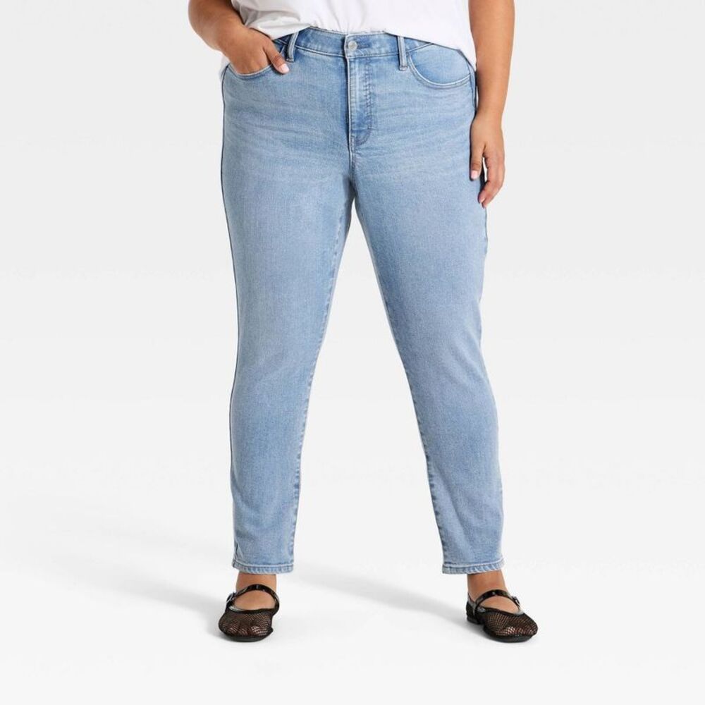 Women's Plus High-Rise Skinny Jeans - Ava & Viv Light Wash 26